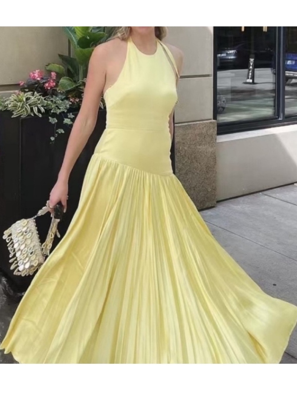 Alexis Saab Pleated Drop Waist Maxi Dress in Yellow - Picture 2 of 9